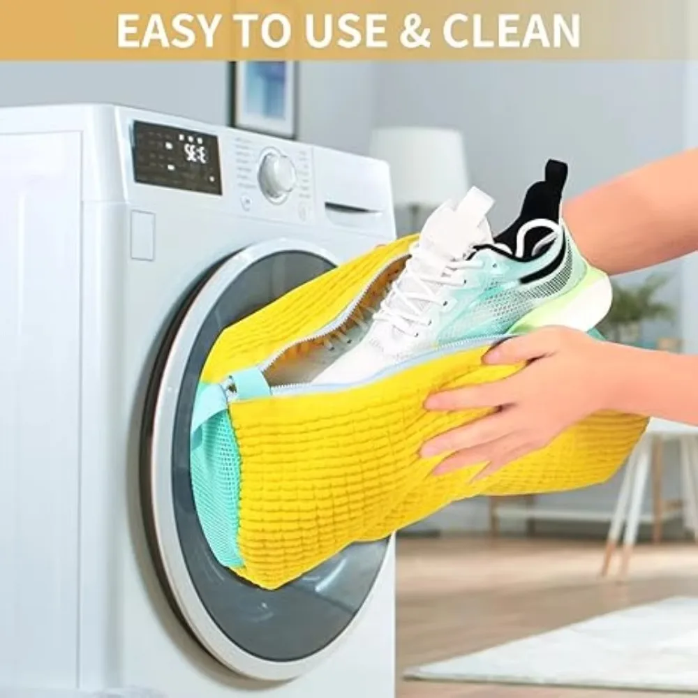 1/2X Wash Shoes Bag Padded Net Laundry Shoes Protector Fluffy Fibers Polyester Washing Shoes Machine Laundry Drying Storage Bags 2