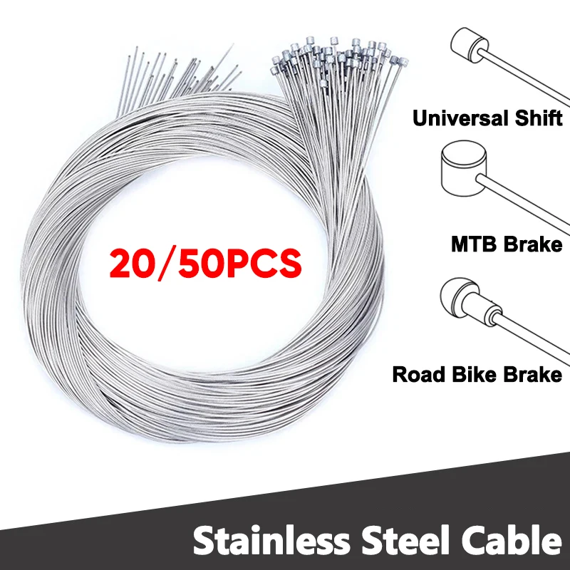 20PCS/50PCS Bike Cables Brake Shift Inner Cable Wire Stainless Steel Mountain Road Bicycle Brake Cable Line 2100mm 1550mm 1700mm