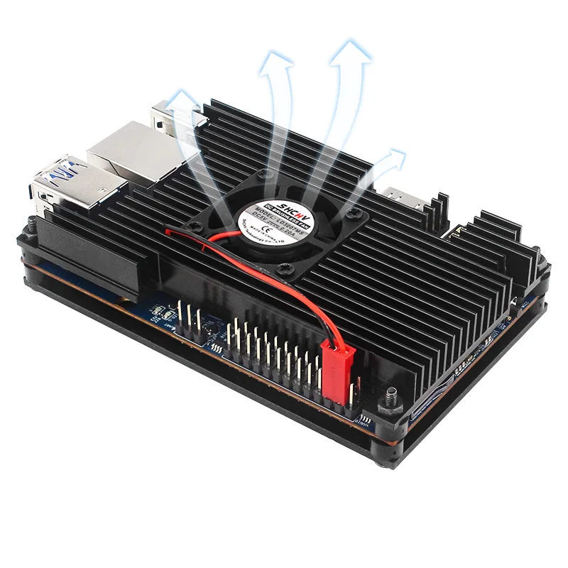 Orange Pi 5 Aluminum Alloy Case Active & Passive Metal Cooling Enclouse with Fan