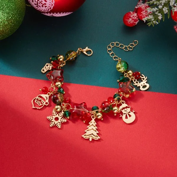 1 pezzo Braccialetto con ciondolo a forma di albero di Natale, Babbo