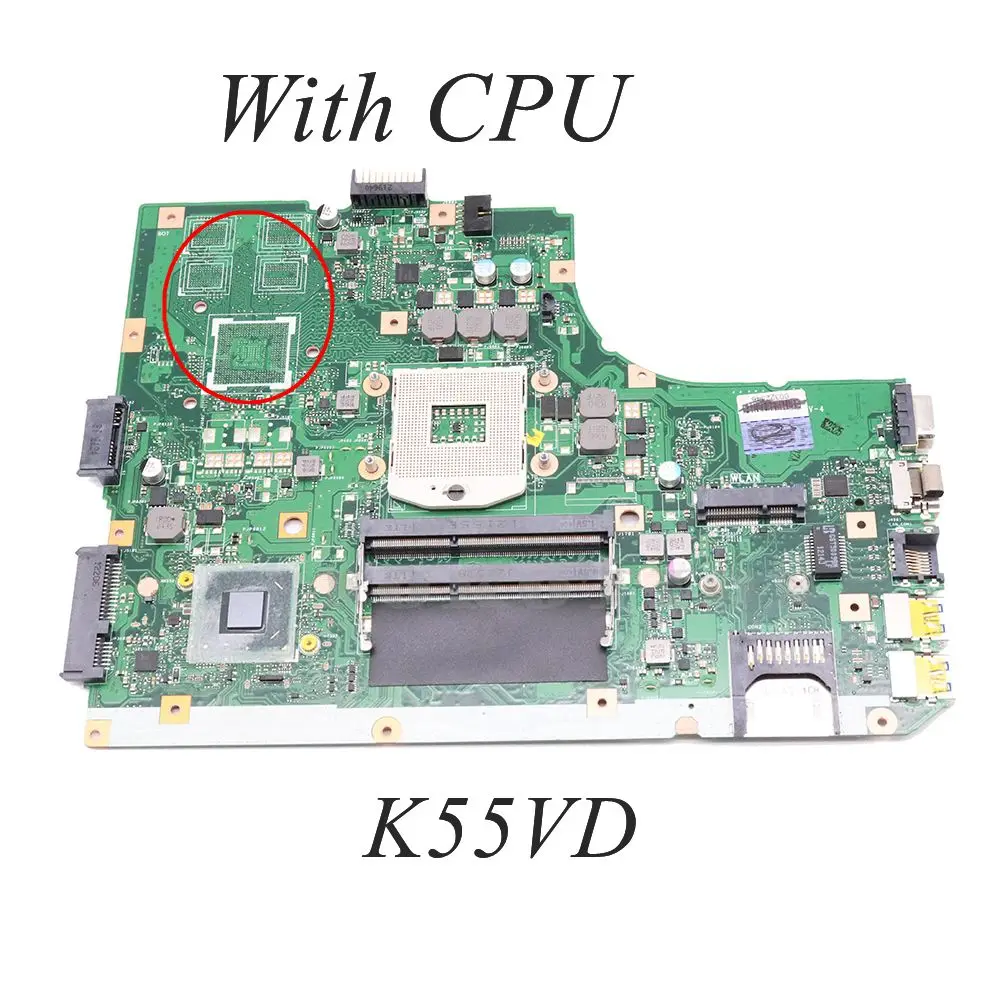 

K55VD MAIN BOARD For ASUS K55A A55VD A55A Laptop Motherboard UMA HD HM76 DDR3 With CPU