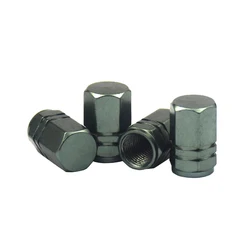 Premium Aluminum Tire Valve Caps - Decorative Dustproof Wheel Covers (Set of 4) (Gray)