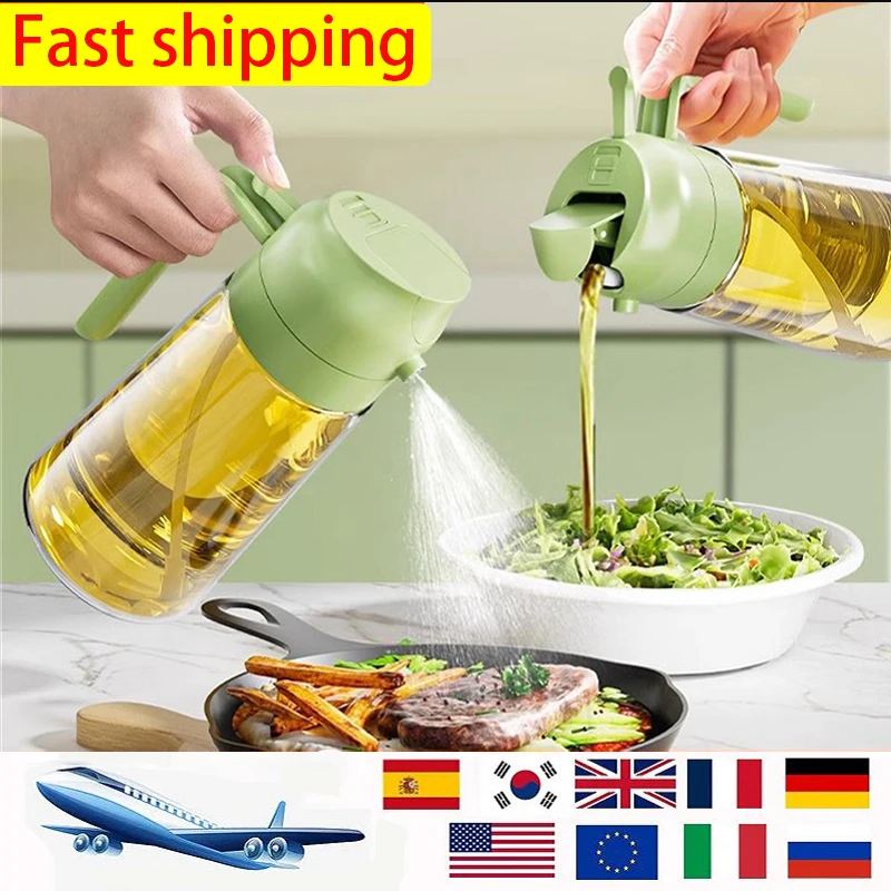 2 in1 Oil Spray Bottle For Kitchen Barbecue Cooking Olive Oil Dispenser Jar Baking Vinegar Soy Spray Container Kitchen Tool oil spray dispenser oil container