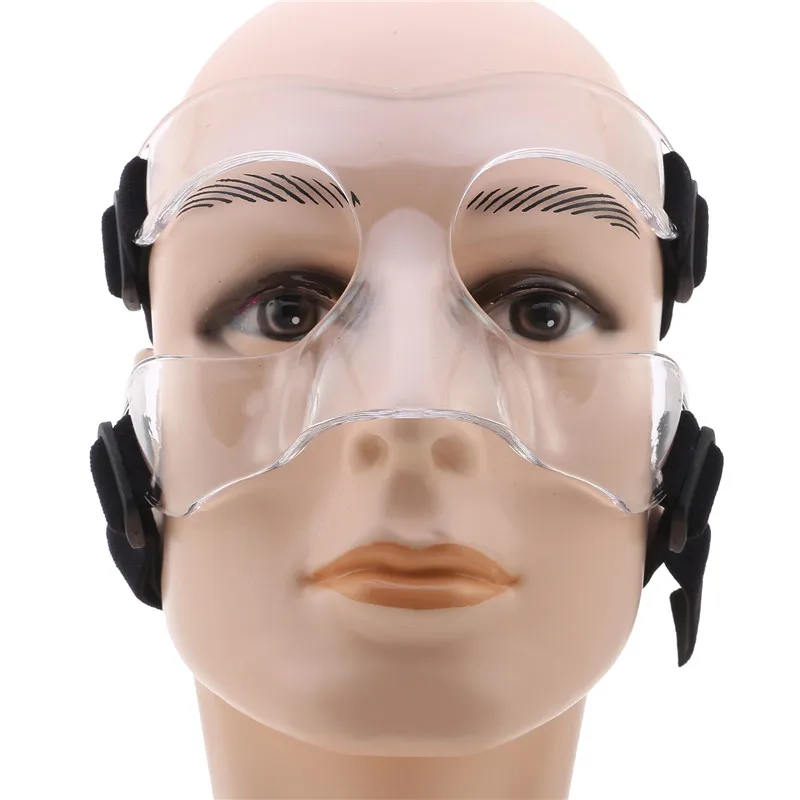 Sports Nose Helmet Transparent Basketball Mask Face Shield Protective Mask Adjustable Elastic Strap Anti-Collision Equipment