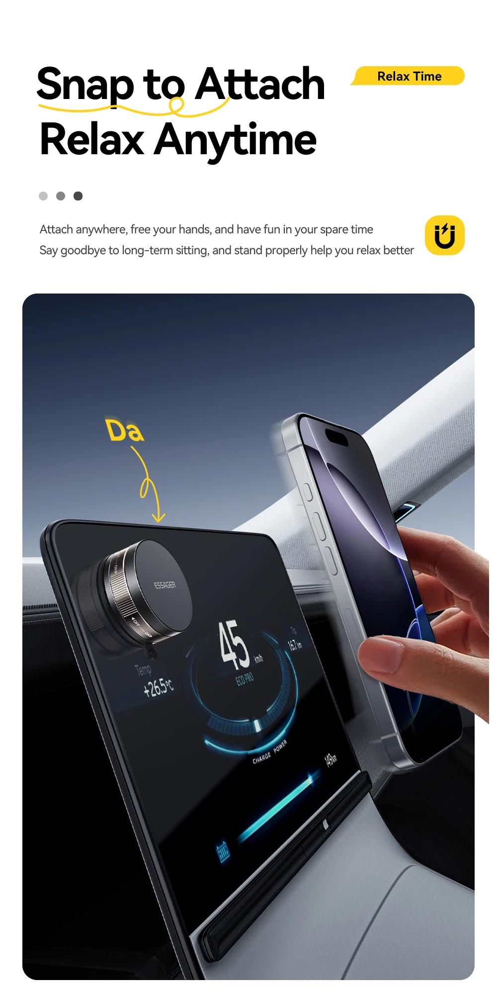 Magnetic Wall Holder Phone Stand 360°Rotation Magnetic Suction for iPhone 16 15