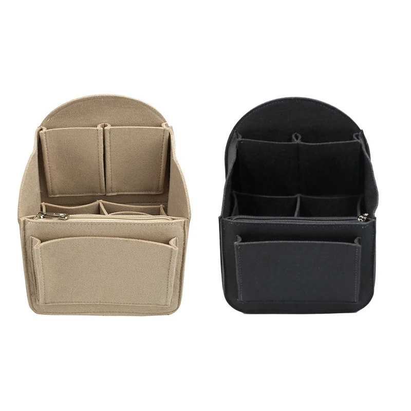 

2Pcs Felt Backpack Insert Organizer Storage Bag Universal Bag In Bag Men Women Shoulder Tote Bags Handbag Organizers - Dark Khak