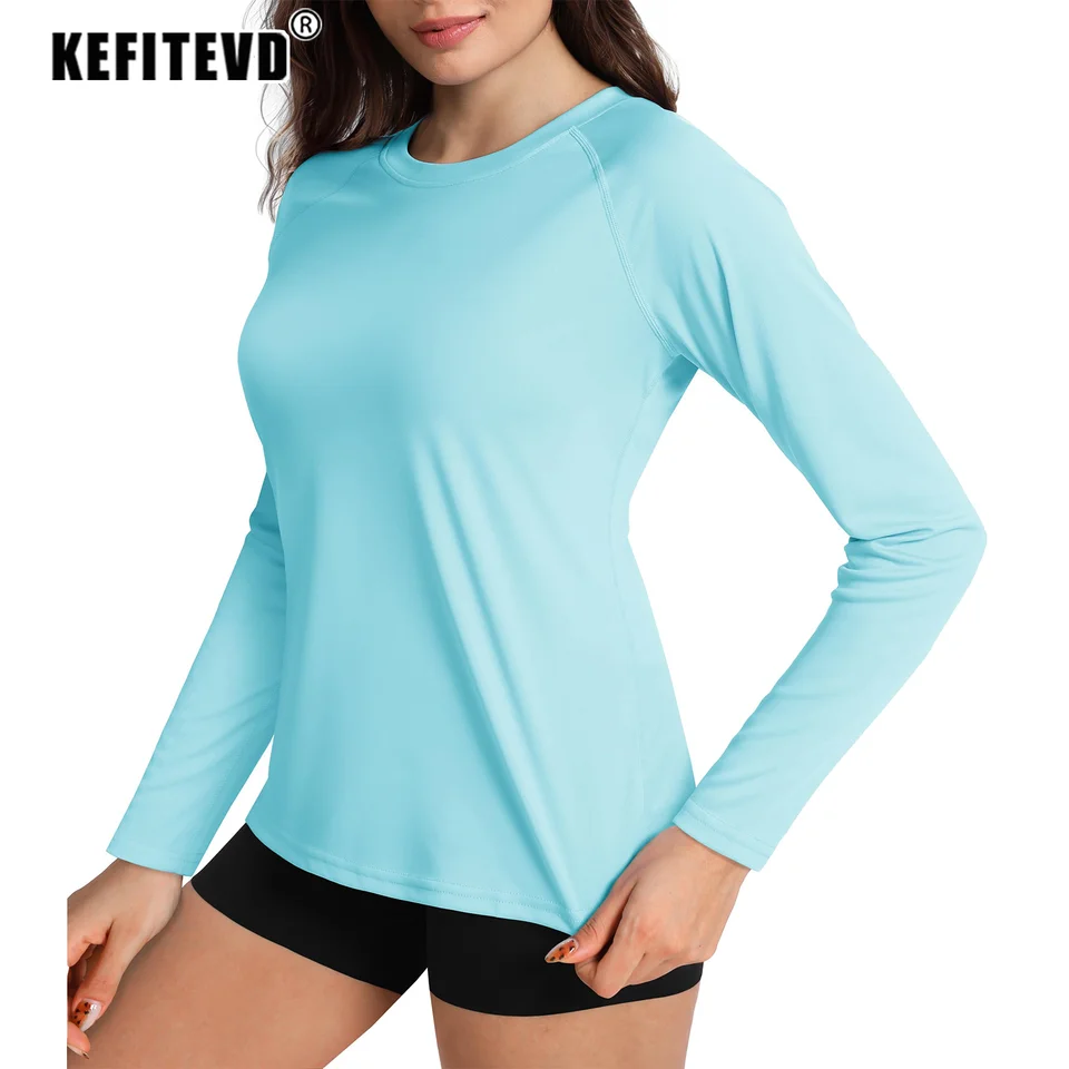 Terecey Maglietta Sportiva Donna a Maniche Lunghe UPF 50+ Maglia Sportiva con Cappuccio Magliette Palestra Traspirante Maglia Tecnica Leggera Maglie Running Yoga Fitness S-3XL