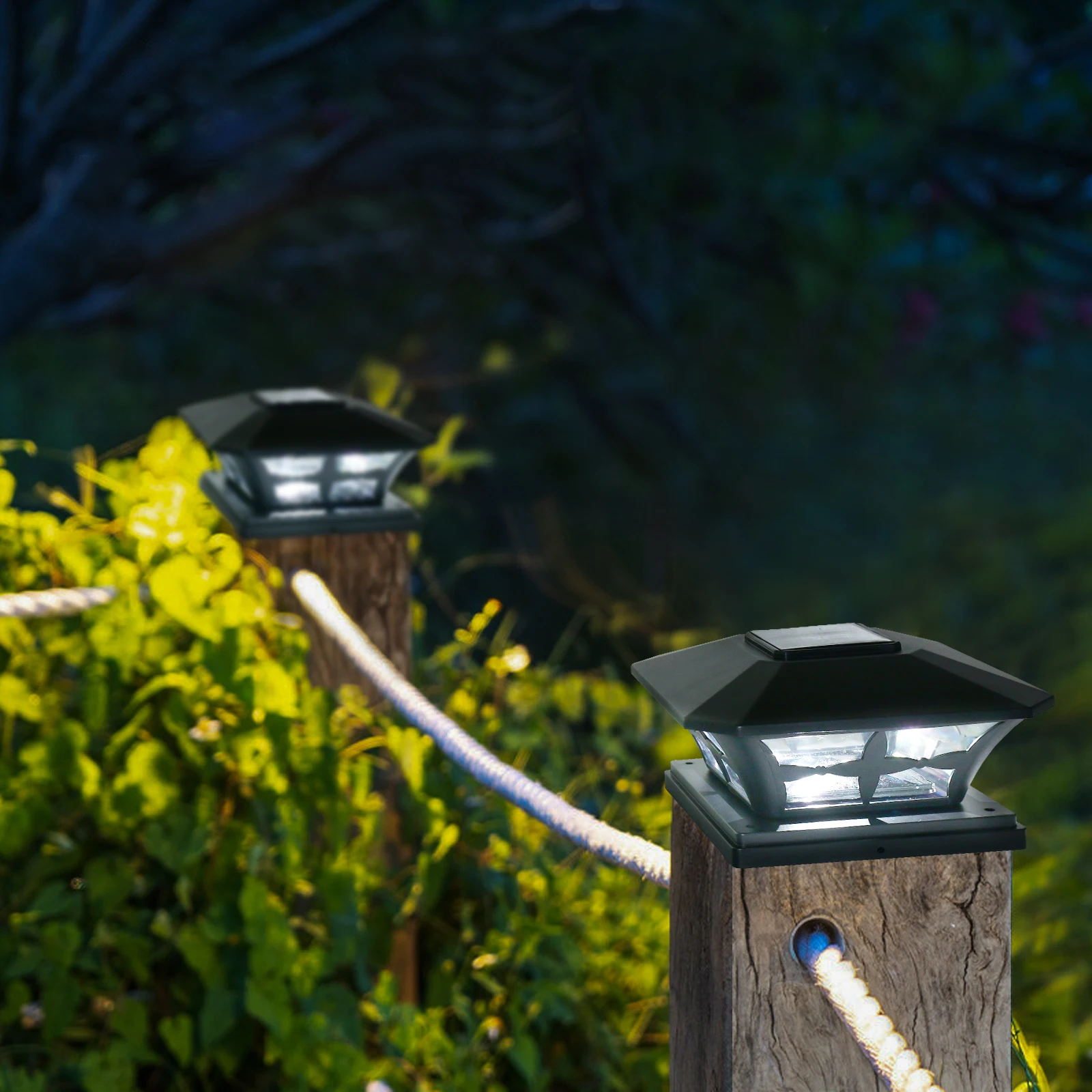 Square Solar Stigma Lamps Waterproof Outdoor Garden Door Column Light Dimmable Warm White Emergency Light for Fence Yard