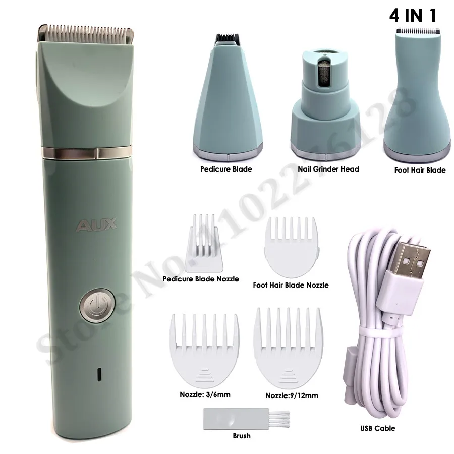 AUX C6 Cat Dog Hair Trimmer Professional Paws Nail Grinder Animal Foot Hair Cutter Remover Pet Grooming Clipper USB Rechargeable