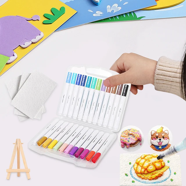Kit Peinture Gonflante 20 Pièces – Marqueurs 3D, Papiers Ronds/Cœurs Et Chaînes Perles – DIY Créatif