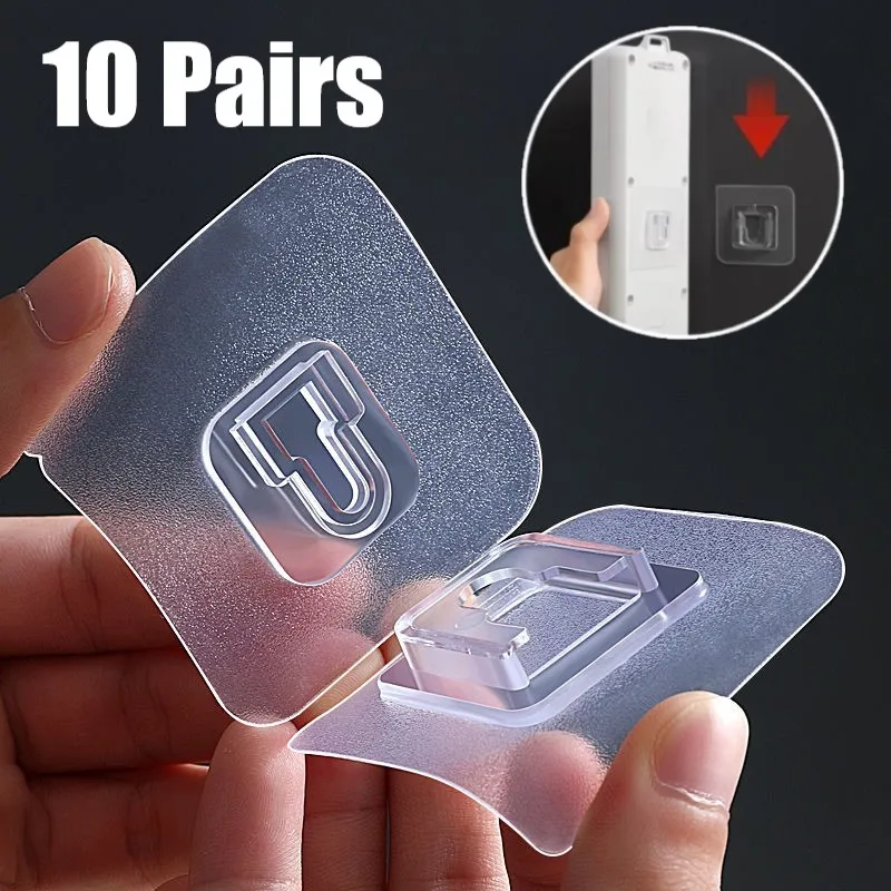 Double-Sided Adhesive Wall Hooks Hanger Strong Clear Suction Cup Sucker Hooks Kitchen Wall Storage Organizer Plug Socket Holder