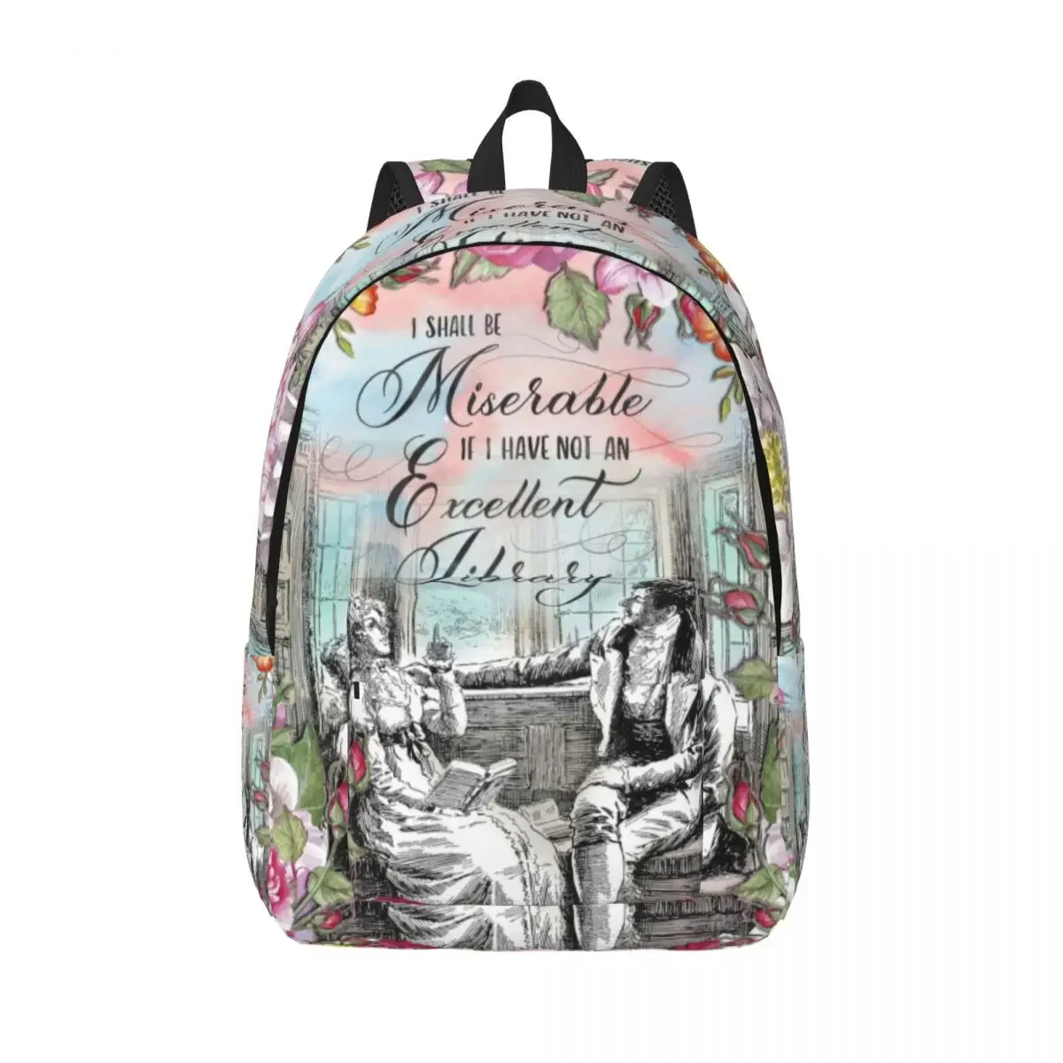 

Jane Austen Pride And Prejudice Travel Canvas Backpack Women Men School Laptop Bookbag College Student Daypack Bags
