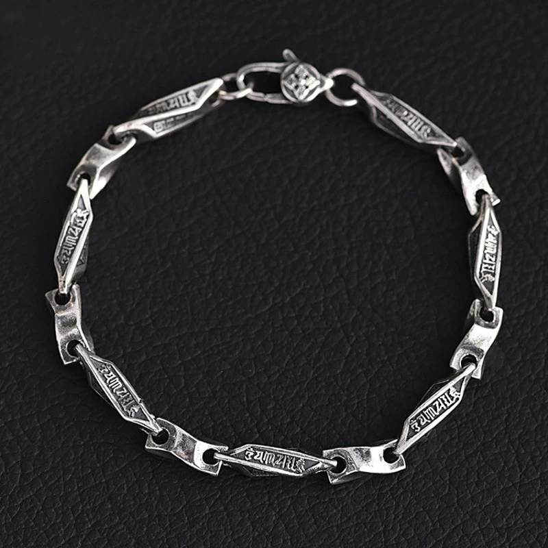 

Ювелирные изделия UMQ из настоящего серебра S925 пробы, аксессуары в стиле ретро, модный браслет Mobius с шестью символами истины для мужчин и женщин