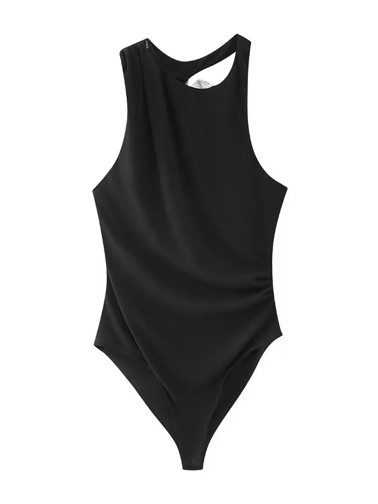 

TRAF Fashion Women Solid Bow Bodysuit Elegant 2024 Sexy Body Woman Sleeveless Bodycon Thin Backless Bodysuit Tops For Women