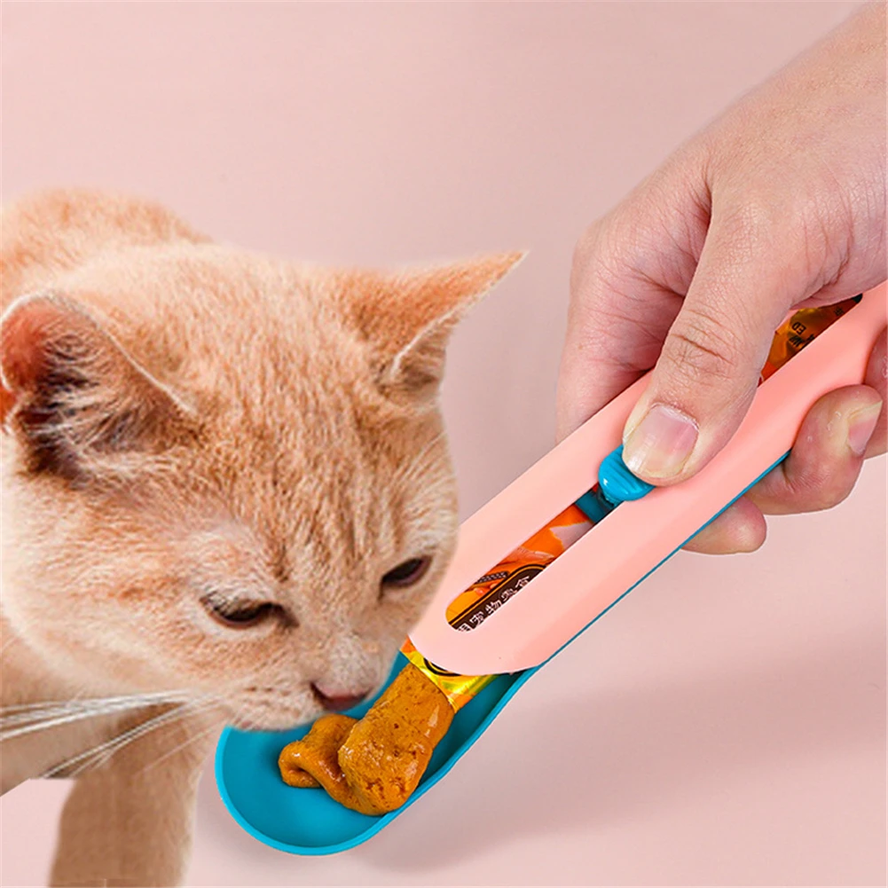 Portable Cat Feeder Plastic Cat Strip Squeeze Snacks Pet Spoon Cats