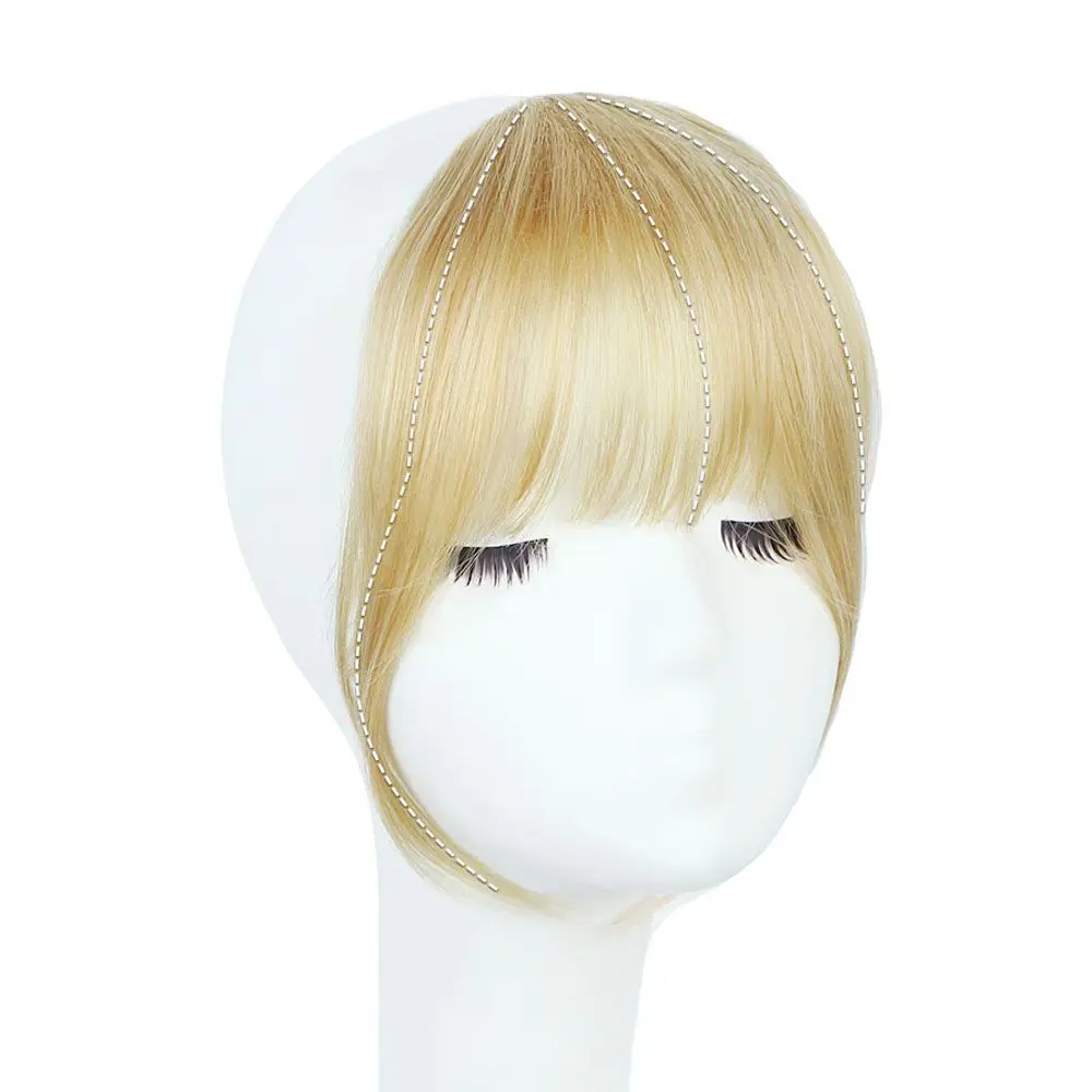 Description Picture 3 of itemSynthetic Clip In High Temperature Fiber Hair Extensions Full Cover Hairpiece Linen Fake Bangs Top Hair Bangs 3D Air Bangs