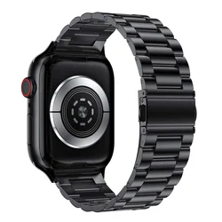 Premium Stainless Steel Metal Strap for Apple Watch - Elegant Wristband Bracelet (Black)