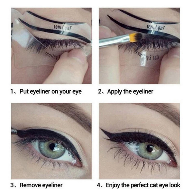 2/4/10pcs Cat Smokey Eyeliner Stencil For Arrow Eye Shadow Guide Makeup Simple Tool Set - Eye Makeup - AliExpress