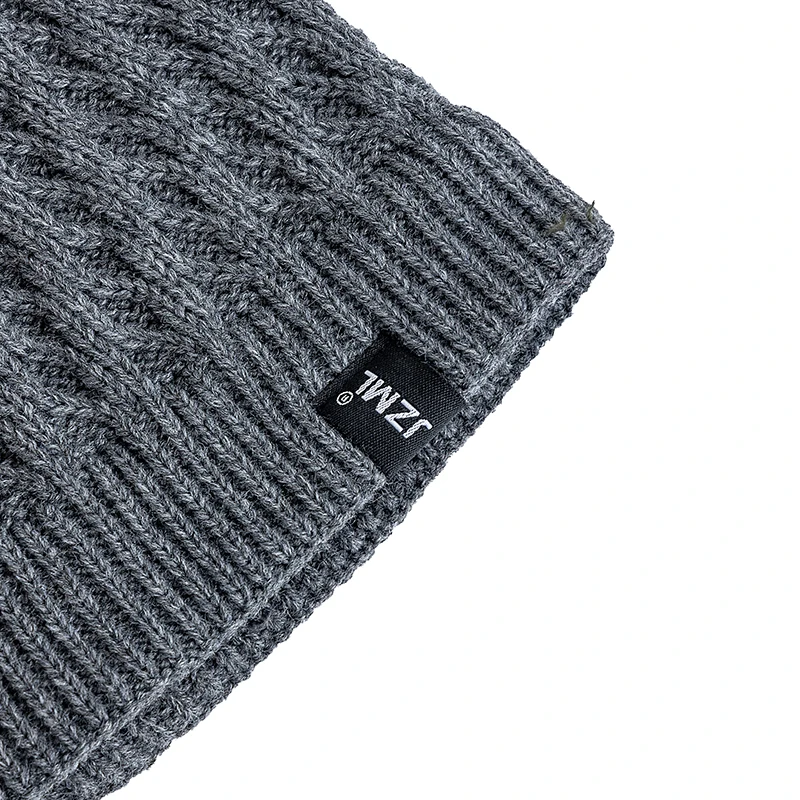 New Style Unisex Winter Hats Plush Fur Lined Men Women Warm Beanie Cap Casual JZML Label Decor Outdoor Winter SKI Knitted Hats