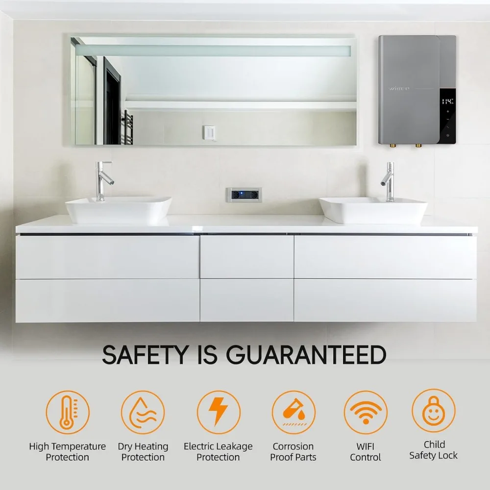 WINTEMP Tankless Water Heater Electric 8KW 240Volts, Endless On-Demand Hot Water, Self Regulating-Wigital Temperature Display