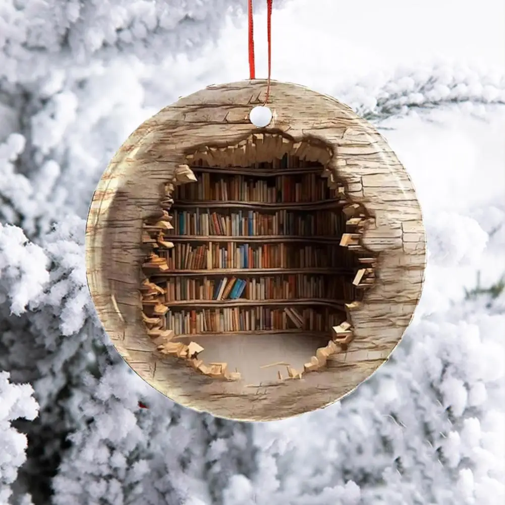 

Украшение для дома, подвеска в стиле книжной полки, изысканный 3d кулон на книжную полку, подвесное украшение для праздника, украшение для дома