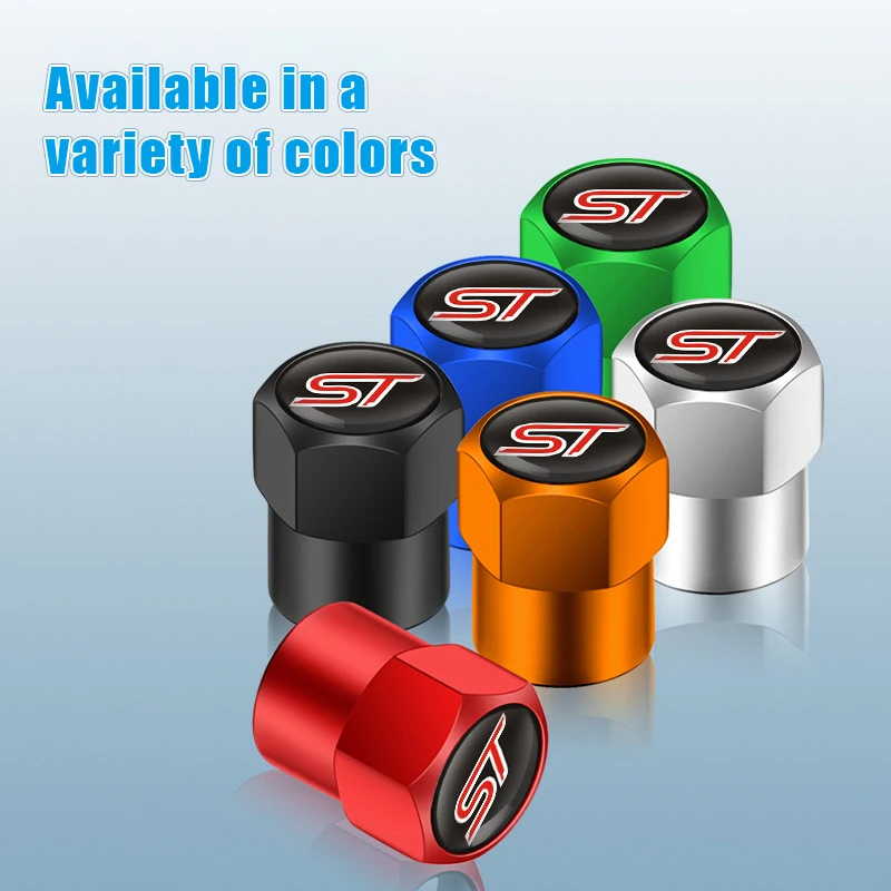 Tire Valve Caps 4pcs Car Wheel Tire Valve Stem Caps Airtight Cover For Ford St Line Focus X 2 3 Mondeo Fiesta Kuga Mk2 Mk3 Mk4 Auto Accessories