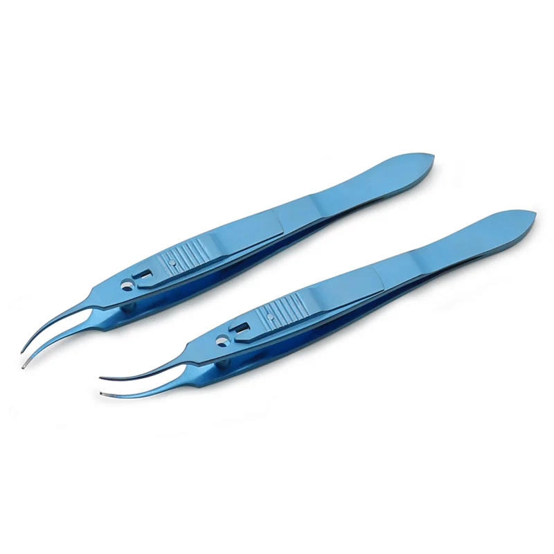 Ophthalmic microscopic lock type stainless steel titanium alloy eye tweezers left lock type right lock type strabismus tweezers
