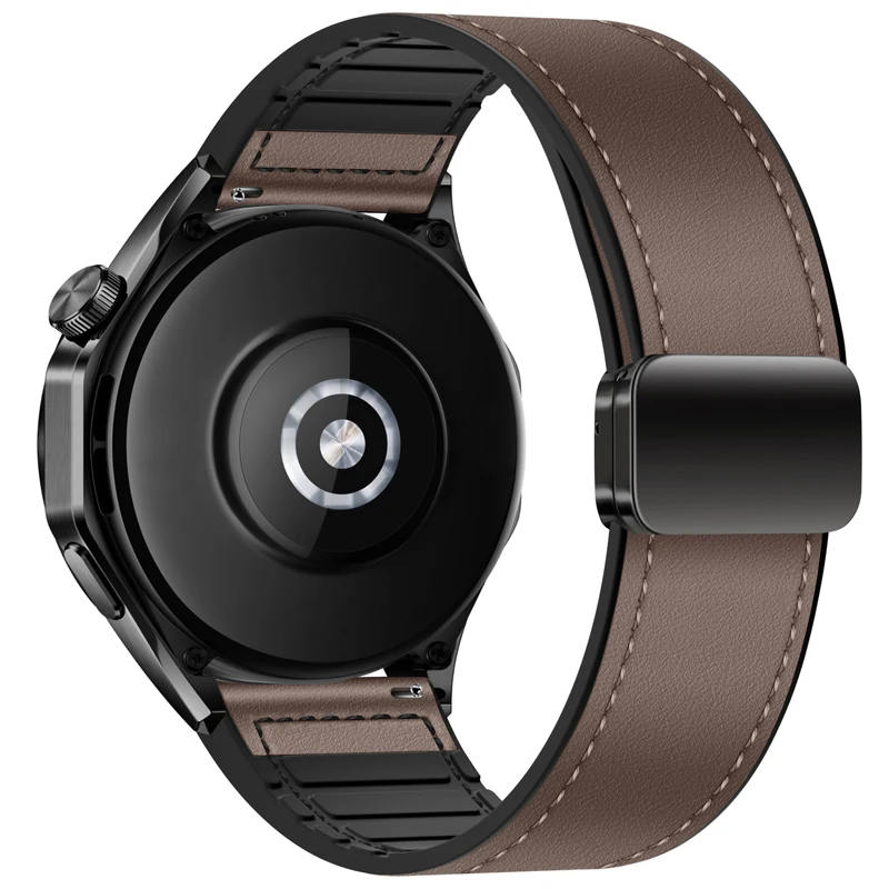 Leather and Silicone Comfort Strap - 22/20mm Adjustable Bracelet Band Accessory