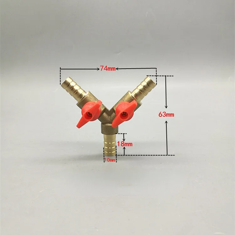 6mm 8mm 10mm 20 Hose Barb Y Type Three 3 Way Brass Shut Off Ball Valve Pipe Fitting Connector Adapter For Fuel Gas Water Oil Air brass hose barb valve brass pipe fitting brass hose barb adapter