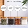 5oz Glass Jars Set with Spice Labels,Square Spice Jars with Bamboo Lids/Sticker Labels, Food Storage Container Canisters 3
