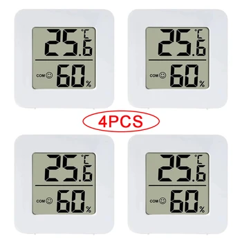4pcs Digital Thermometer Hygrometer Indoor Mini Temperature LCD Electronic Monitor Hygrometer Outdoor Room Baby