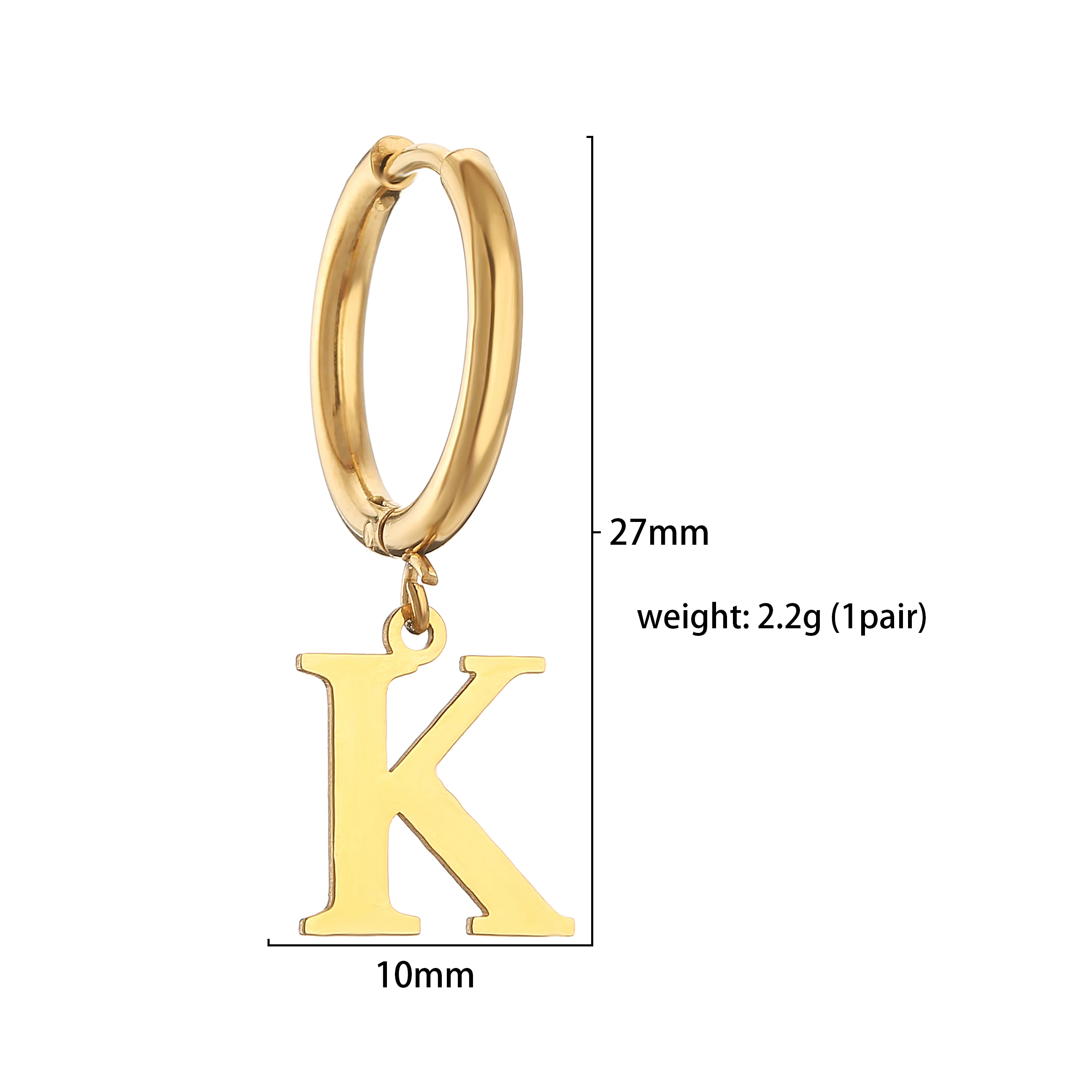HECHENG, A-Z Letter Alphabet Round Hoop Earring for Men Women Dangle Drop Earring 316L Stainless Steel Ear Piercing Cartilage 5