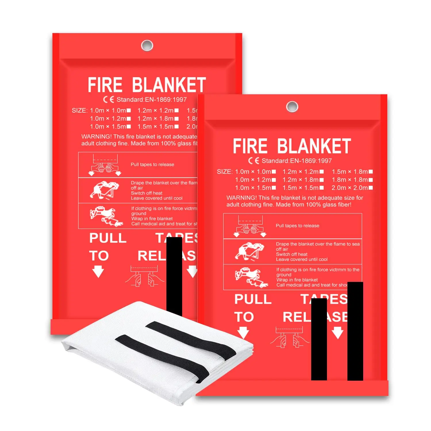 Fire Blanket 2 Pack 2*2m/1.5*1.5m Home Kitchen Flame Suppression Fiberglass Camping Grill Car Office Warehouse Emergency fire blanket,fiberglass fire blanket