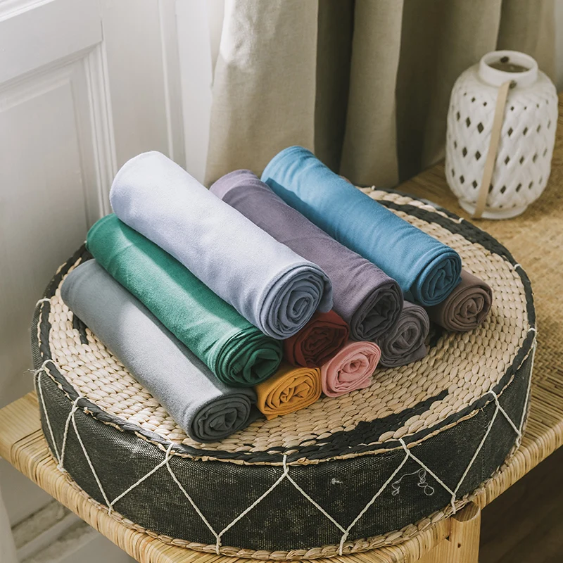 Washed Cotton Flat Bed Sheet Solid Bed Cover Single Double Queen King Size Bedsheet Linens Soft Bedspread (Pillowcase Can Order)