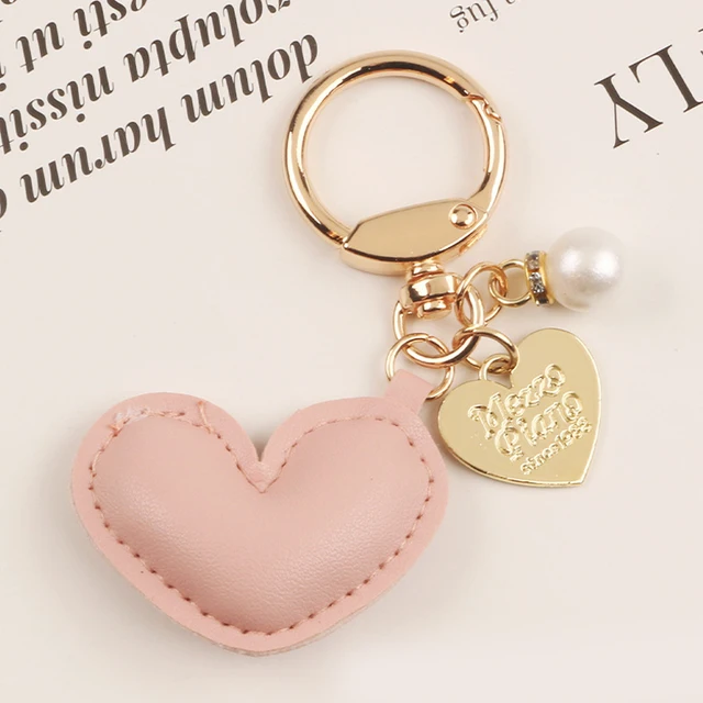 Full Rhinestone Heart Key Chains Women Handbag Pendant Keyring Solid Color Crystal Key Chain