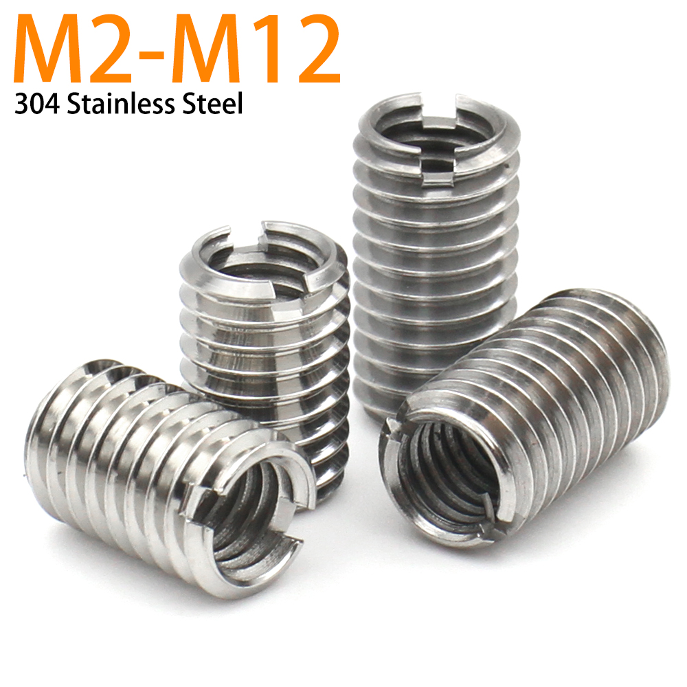 1/2/3/5/10pcs M2-M12 Stainless Steel Sotted Inside Outside Self Tapping Thread Insert Adapter Screw Nuts Sleeve Converter Nut