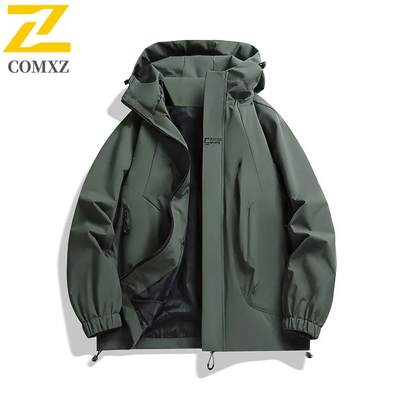 COMXZ Trench Coat Big Size Loose Windproof Outdoor Running Hiking Varsity Jacket Adventure Lightweight High Quality Men's Coat