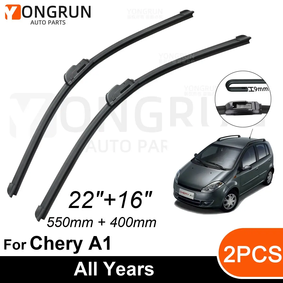 

Стеклоочистители передние для автомобилей Chery A1, резиновые Дворники для всех лет, 22 + 16 дюймов, аксессуары для лобового стекла