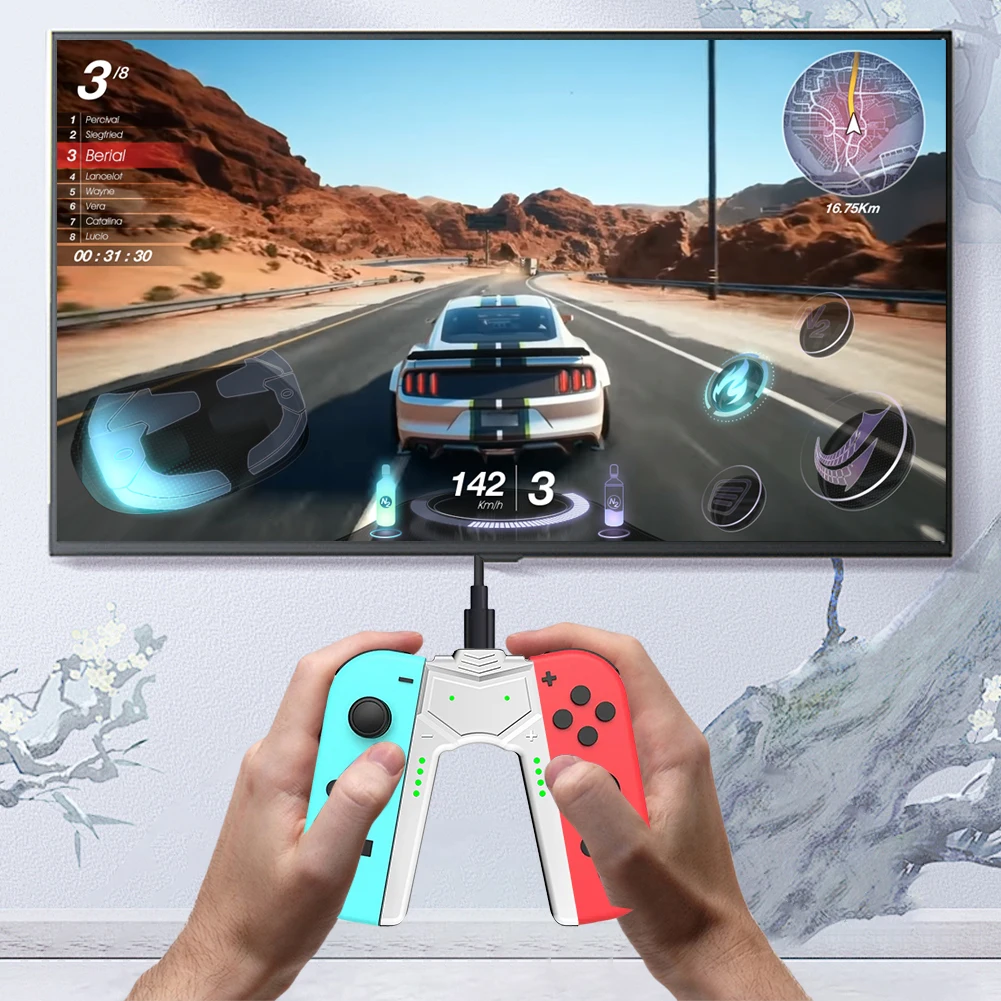 스위치 OLED 조이콘 충전 그립 타입 C 휴대용 V자형 컨트롤러 충전기 컨트롤러 커넥터 (닌텐도 스위치 OLED용)