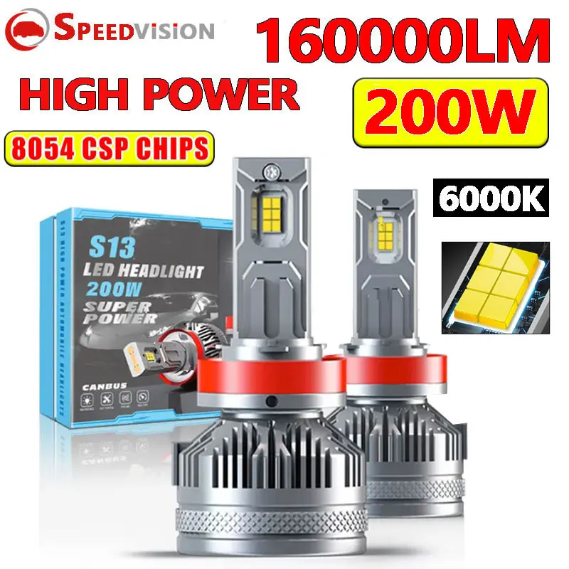 

H7 H11 H4 LED Bulb Headlights 160000LM 200W K5C Canbus H1 HB3 9005 6000K H8 HB4 9006 H9 9012 HIR2 Led Turbo Lamps Fog Car Lights