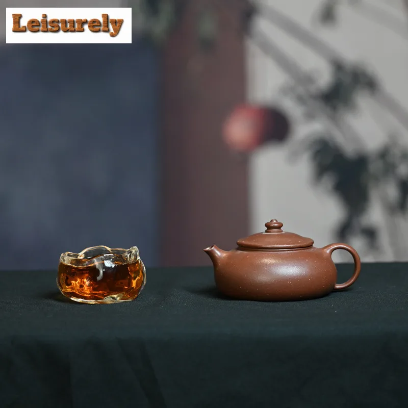 140ml Authentic Yixing Purple Clay Teapots Artists Handmade Han Jiang Pot Raw Ore Purple Mud Kettle Zisha Tea Set Cha Supplies