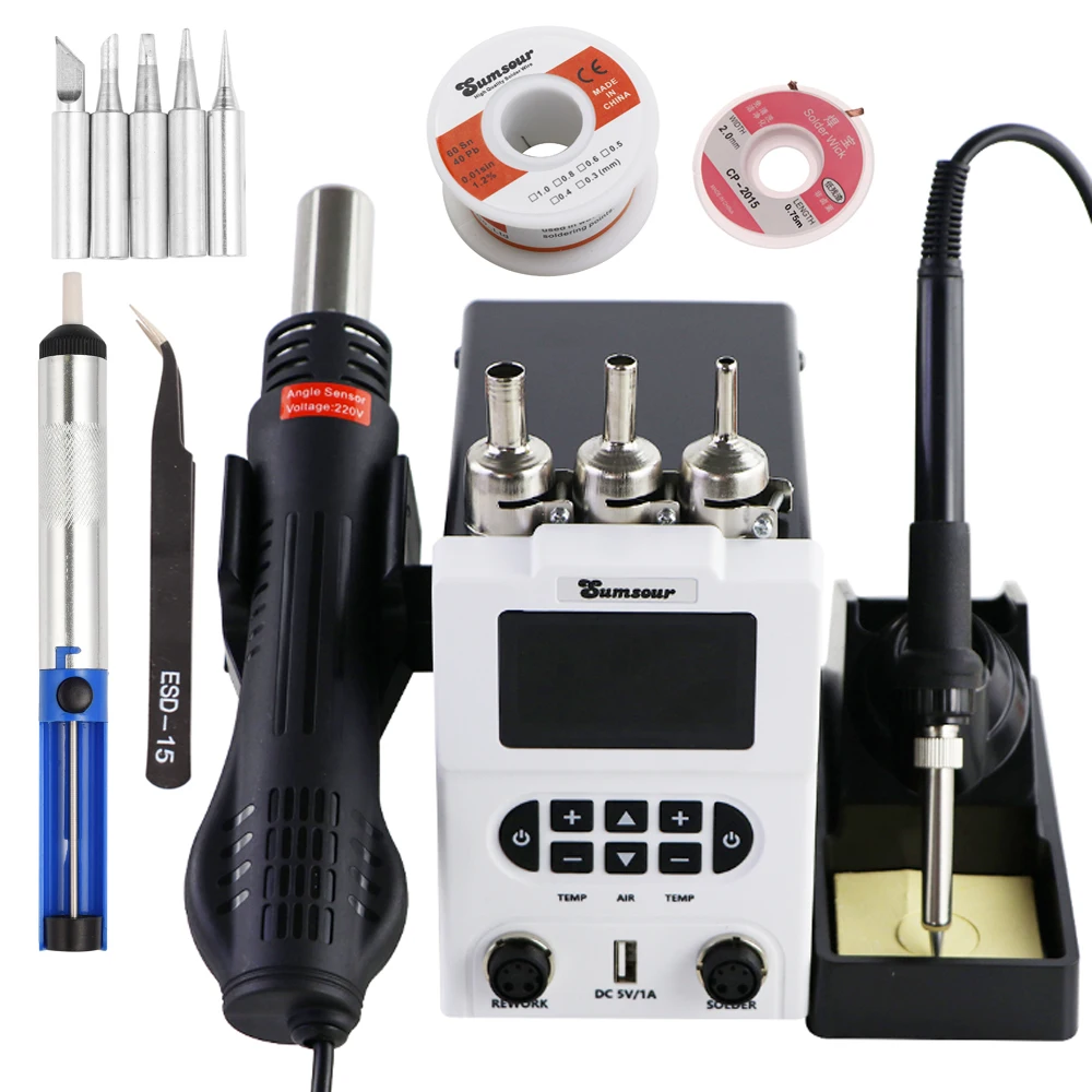 878D Welding Equipment Digital Display Electric Soldering Iron And Hot Air Gun 2 in 1 Soldering Station Repair Electric Tools soldering iron hot air gun soldering station soldering tool