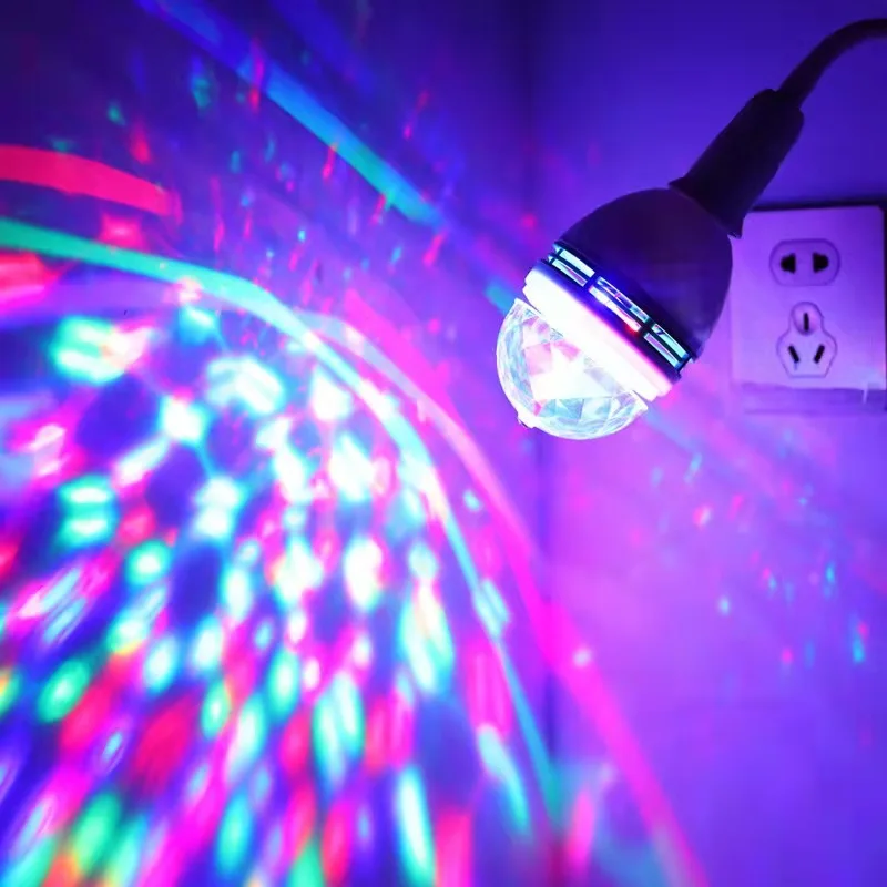 Mini boule lumineuse rotative magique E27, lampe de Projection RGB