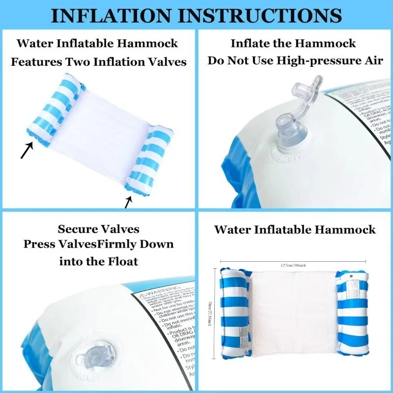 Hammock Pool Float Pool Rafts Lounge Chairs Floating 4-in-1 Multi-Purpose Pool Floaties Toys Swimming Ring Adults Inflatable Float Hammock Inflatable Water Toys Inflatable Swim Ring