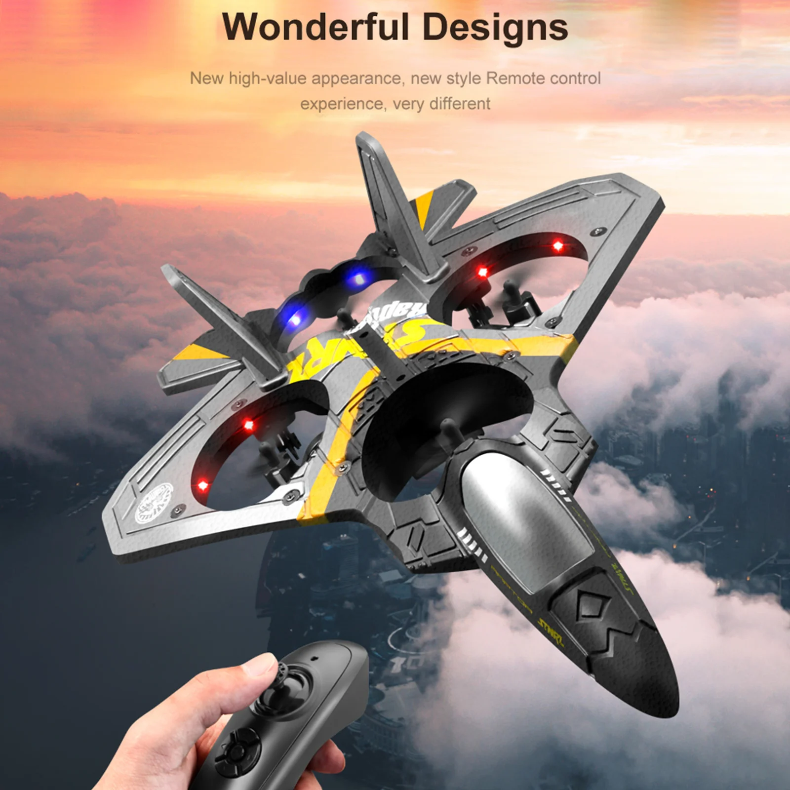 RC Airplane 2.4GHz 6CH EPP RC Plane 4 Motor RC Aircraft Toys for Adult Kids with Function Gravity Sensing Stunt Roll Cool Light 6