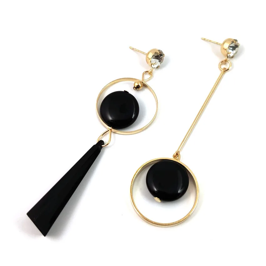 Korean Asymmetric Circle Earring For Woman Girl Crystal Geometric