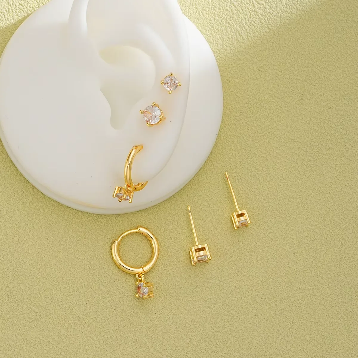 6 Pcs Luxury Gold Plated Zircon Earring Set for Women Fashion Geometric Pendant Huggie Punk Unisex Rock Earring Piercing Jewelry