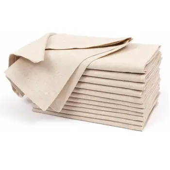 Ensemble de 12 serviettes de table en lin et coton, serviettes en tissu naturel, coins à onglets, serviettes de mariage, serviettes de table 1
