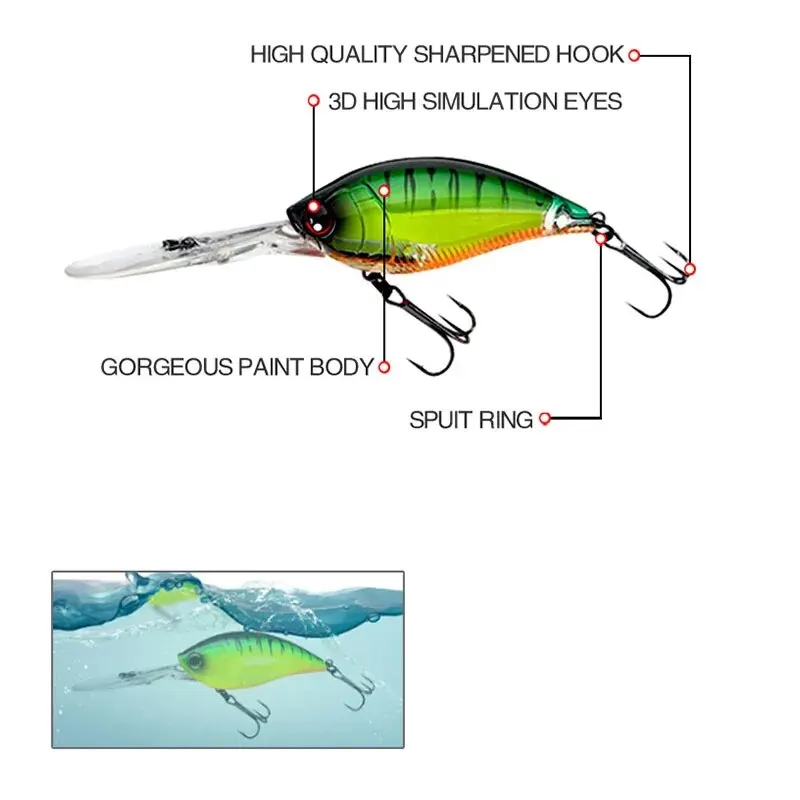 Crankbait Fishing Lure 2pcs 87mm 15.5g Artificial Hard Bait