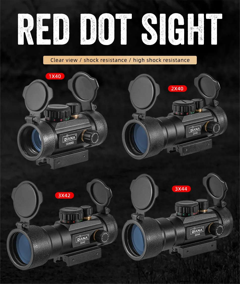 Description Picture 2 of itemDIANA 3X44 Green Red Dot Sight Scope 2X40 Red Dot 3X42 Tactical Optics Riflescope Fit 11/20mm Rail 1X40 Rifle Sight for Hunting
